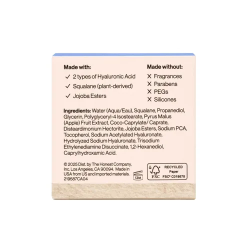 Vista 11 de Honest Beauty Mini crema de hidrogel con ácido hialurónico Crema de agua ligera e hidratante Suave para pieles sensibles, sin fragancia, vegana