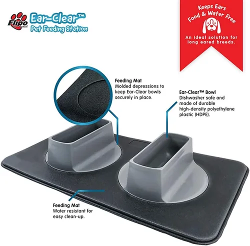 Vista 2 de Juego de cuencos y tapetes transparentes para perros, cuencos para alimentos y agua con paspartú, juego de bandeja de alimentación perfecto