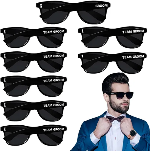 Vista 5 de Gafas de sol para despedida de soltero – Juego de 1 gafas de sol para novio y 7 equipos Padrinos de boda regalo de boda regalos de boda