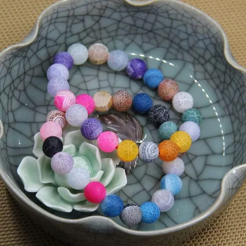 Vista 4 de Angelstones Pulsera elástica con cuentas semipreciosas naturales genuinas de 0.394 in, unisex