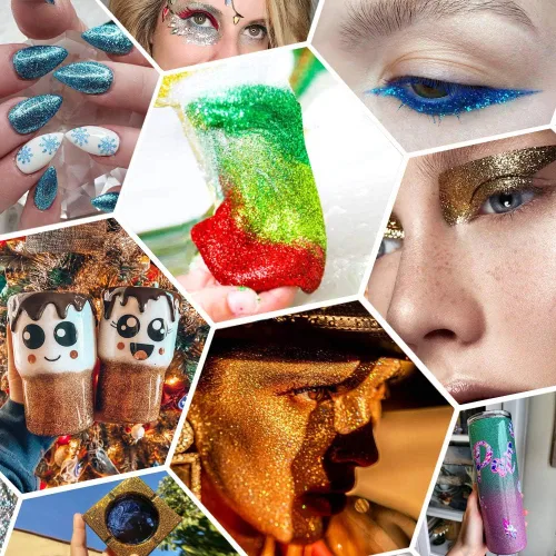 Vista 7 de Brillantina extrafina, juego de 24 colores cosméticos para arte de uñas, manualidades de resina, dispensador de polvo de brillantina suelta