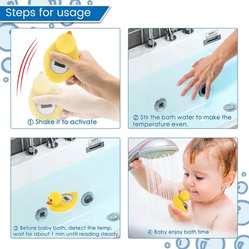 Vista 5 de Termómetro de baño para bebés Famidoc FDTH-V0-22 Prueba de temperatura del agua flotante en el agua y la habitación, termómetros digitales