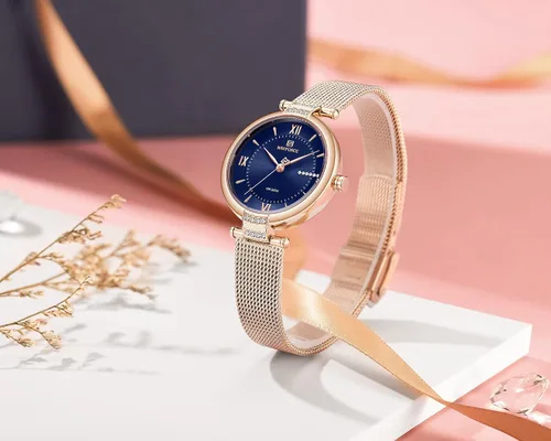 Vista 3 de NAVIFORCE Relojes de moda para mujer impermeables analógicos de lujo diseño de cara casual relojes para damas