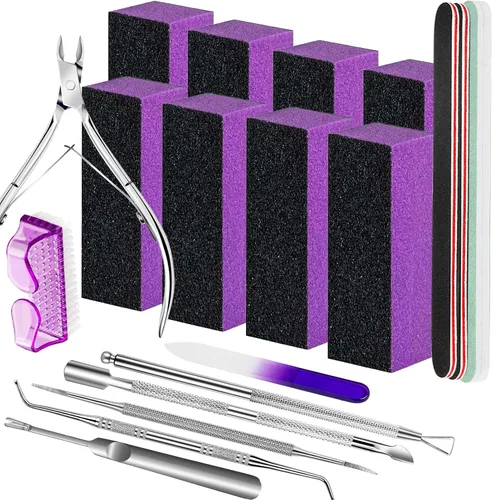 Vista 8 de FANDAMEI Limas y limas de uñas, kit de cuidado de uñas, juego de herramientas para cutículas de uñas, herramientas de manicura, lima de uñas, bloque