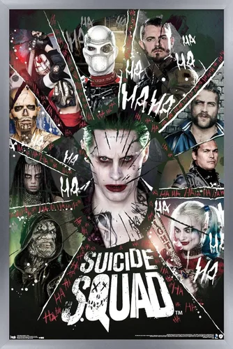 Vista 10 de Trends International DC Comics Movie - Escuadrón Suicida - Póster de pared circular, 14.725 x 22.375 pulgadas, versión enmarcada de madera de granero