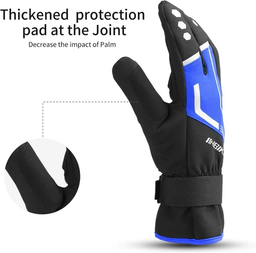 Vista 4 de INBIKE Guantes de ciclismo para hombres invierno a prueba de viento reflexivo almohadillas de gel térmico pantalla táctil