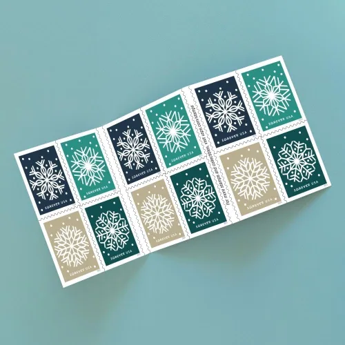 Vista 2 de Winter Whimsy 2024 (1 folleto, 20 sellos) Sellos postales de correo de primera clase para siempre