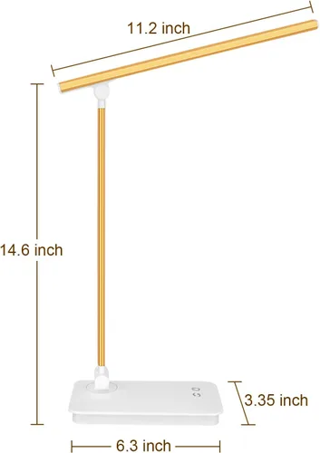 Vista 7 de Lámpara de escritorio LED con puerto de carga USB, lámpara de mesa regulable para el cuidado de los ojos para oficina en casa, control táctil con 5