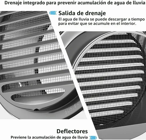 Vista 5 de Cubierta de ventilación de aire de acero inoxidable 304 engrosado de servicio pesado de 4", cubierta de rejilla con persianas, capucha