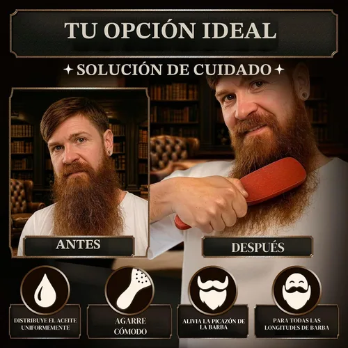 Vista 4 de Cepillo de barba para hombre, 9 pulgadas, cerdas de jabalí suave, mango