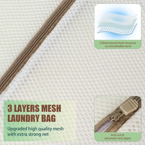 Vista 2 de FOYERNUAGE - Bolsas de malla para ropa delicada con cremallera de bloqueo automático, bolsa de lavandería tridimensional, bolsa de malla de 12 x 16