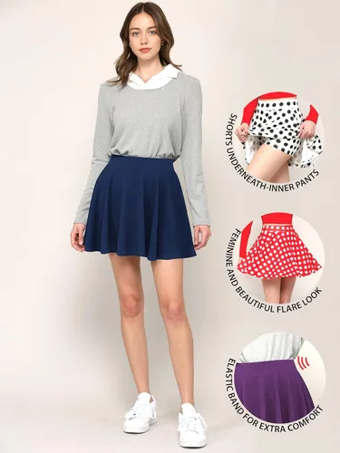 Vista 2 de Made By Johnny Minifalda plisada y elástica casual para mujer con pantalones cortos