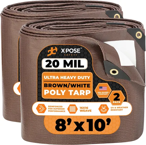 Vista 31 de Xpose Safety Lona ultra resistente de 5 x 7 pies, lonas impermeables de 20 mil para camping, aventuras al aire libre y cubierta de tienda