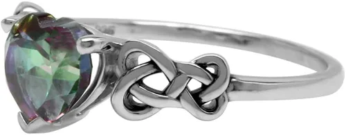 Vista 3 de Silvershake Anillo de plata de ley 925 con forma de corazón y topacio de fuego místico de 1,43 quilates