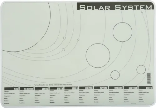 Vista 2 de Painless Learning Mantel individual con sistema solar, negro, amarillo, blanco, 1 unidad (paquete de 1)