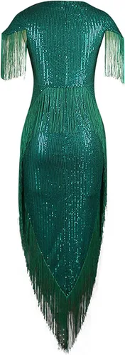 Vista 5 de Christmas Party Dress Solid Fashion Irregular Sexy Tassel Sequin Dress New Years Eve. Women's Dresses