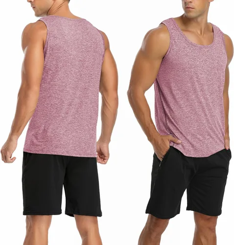 Vista 3 de Babioboa Paquete de 2 camisetas sin mangas de entrenamiento para hombre, para gimnasio, atletismo, culturismo, camiseta muscular