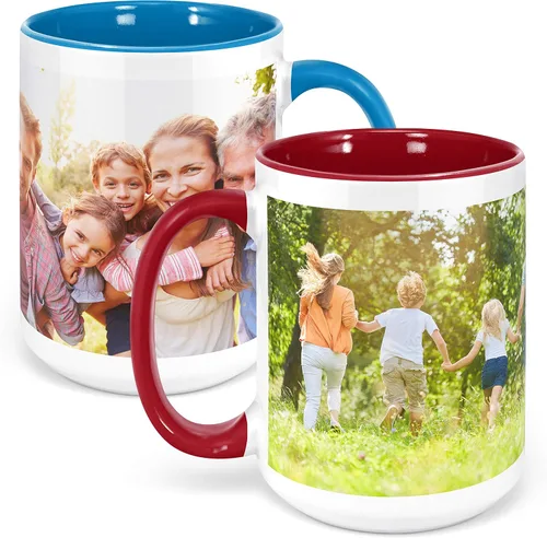 Vista 20 de Taza de café con foto personalizada, 11 onzas, color negro, con imagen envolvente, texto, taza de cerámica personalizada con imagen, taza