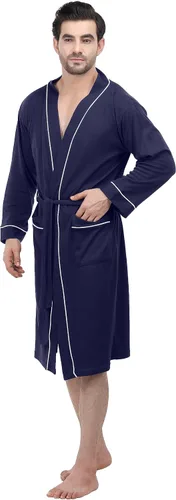 Vista 4 de NY Threads Bata de baño de mezcla de algodón ligera para hombre