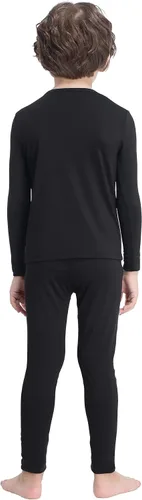 Vista 6 de MANCYFIT Ropa interior térmica para niños conjunto de pantalones largos con forro polar para niños capa base ultra suave