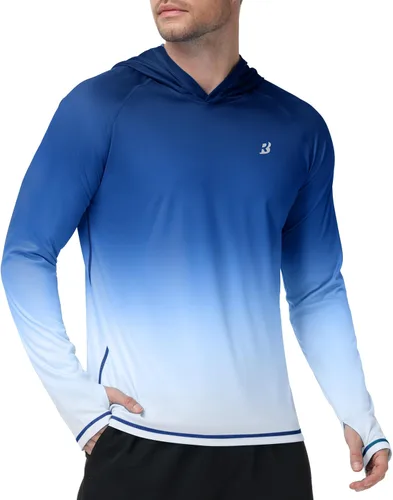 Vista 8 de Roadbox Sudadera con capucha UPF 50+ para hombre, con capucha UV, manga larga, ligera, protección contra erupciones SPF para exteriores, senderismo