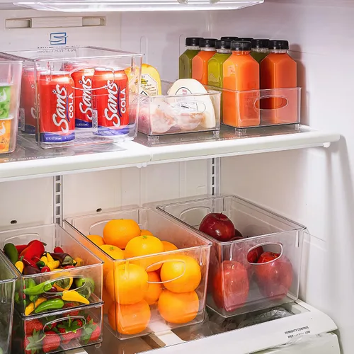 Vista 8 de Sorbus Juego de 8 organizadores transparentes para refrigerador, contenedores para refrigerador y despensa para organizar alimentos, 2 tamaños