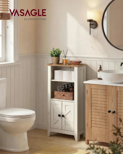 Vista 3 de VASAGLE LIRY Collection - Storage Cabinet, Farmhouse Floor Cabinet, Freestanding Storage Organizer for Bathroom Kitchen Entryway, Adjustable Shelf