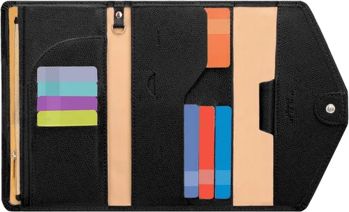 Vista 62 de Zoppen - Billetera de viaje con bloqueo RFID multiusos (Ver.4) Portatarjetas de pasaporte y vacunas, organizador de documentos de tres pliegues
