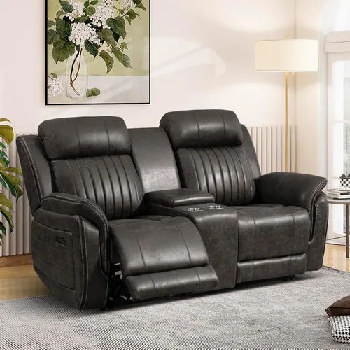 Vista 12 de Sofá reclinable eléctrico con gravedad cero, sillón reclinable eléctrico con reposacabezas ajustable, carga inalámbrica, puertos USB/C, sofá Azul