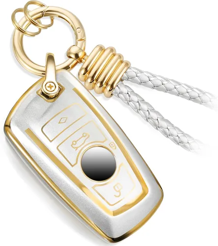 Vista 44 de Funda para Llavero Mercedes con Llavero de Cuerda Trenzada de Metal, Funda de Llave Suave Mejorada para Carcasa de Llavero Remoto Inteligente Sin