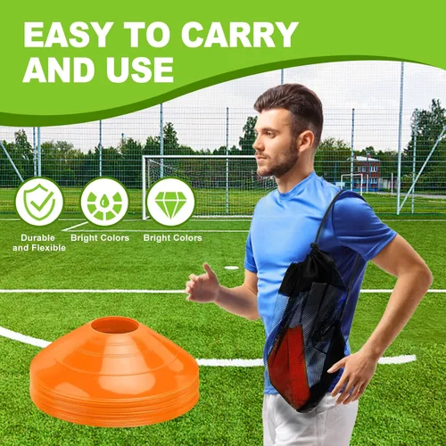 Vista 6 de Ashsajkd Juego de 25/50/100 conos de fútbol de agilidad con bolsa de transporte y para conos de fútbol para entrenamiento, fútbol, baloncesto