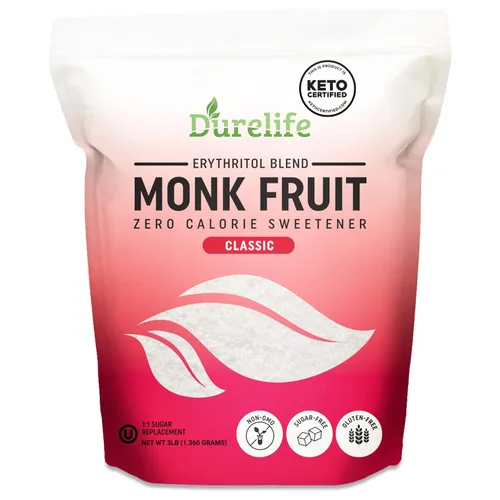 Vista 8 de DureLife Edulcorante de Fruta del Monje, Clásico - Sustituto del Azúcar Blanco, Compatible con Dieta Keto, Reemplazo de Azúcar 1:1, Cero Calorías