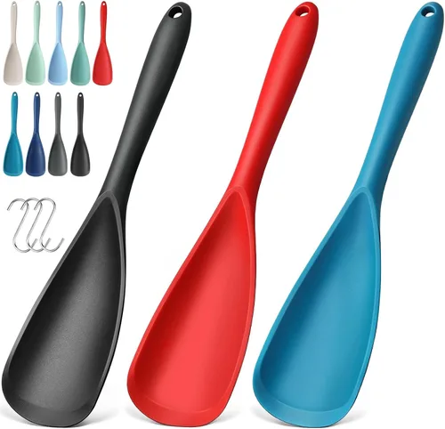 Vista 23 de Paquete de 2 espátulas de silicona para utensilios de cocina antiadherentes 2 paquete caqui