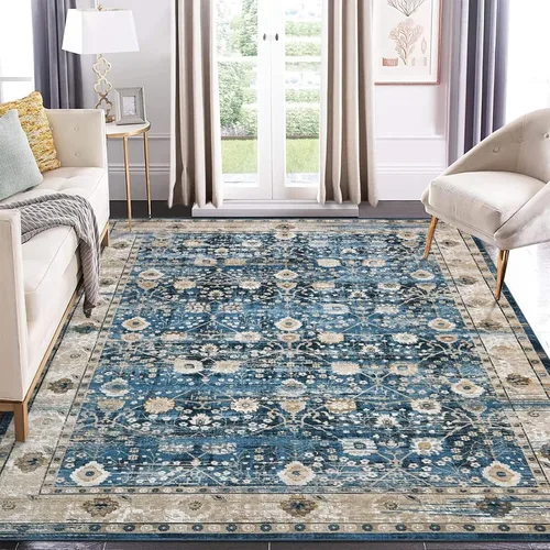 Vista 16 de COZYLOOM Alfombra de área de 2 x 6 pies, tribal, envejecida, para entrada, medallón vintage, alfombra para interiores, alfombra de pelo bajo, suave