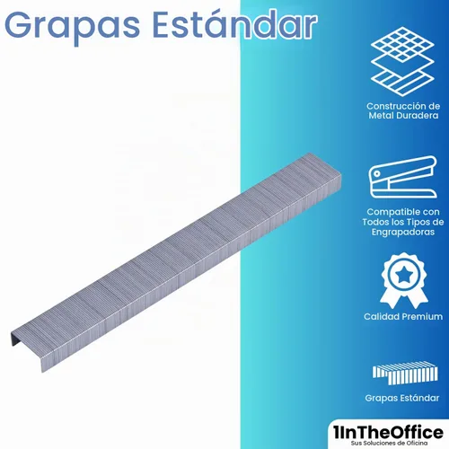 Vista 2 de 1InTheOffice Grapas estándar: longitud de pierna de 1/4", 5,000 grapas/paquete, paquete de 5