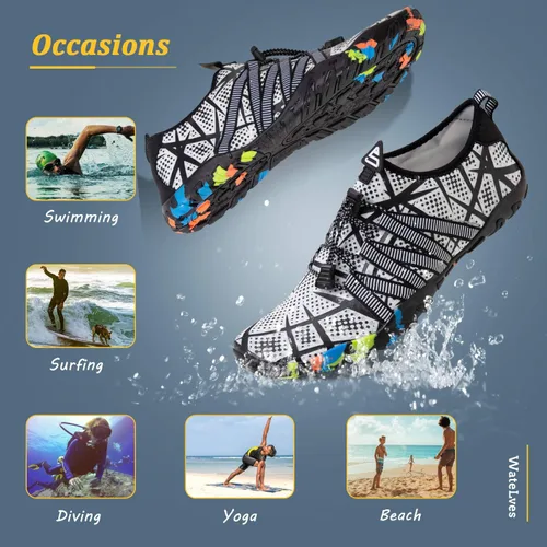 Vista 6 de WateLves - Zapatos de agua para hombres y mujeres, para natación, para la playa, la piscina, surfear, hacer yoga o aeróbics acuático, calcetines