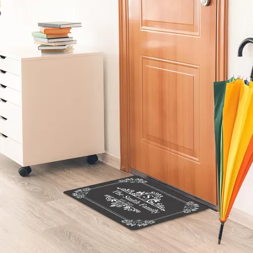 Vista 4 de Magimagine Tapete de bienvenida personalizado para exteriores, tapete de bienvenida personalizado para puerta delantera con nombre de familia