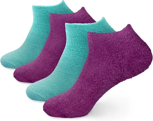 Vista 39 de BambooMN Calcetines de spa de nailon mullidos con infusión de aloe para mujer, color morado lavanda, 3 pares