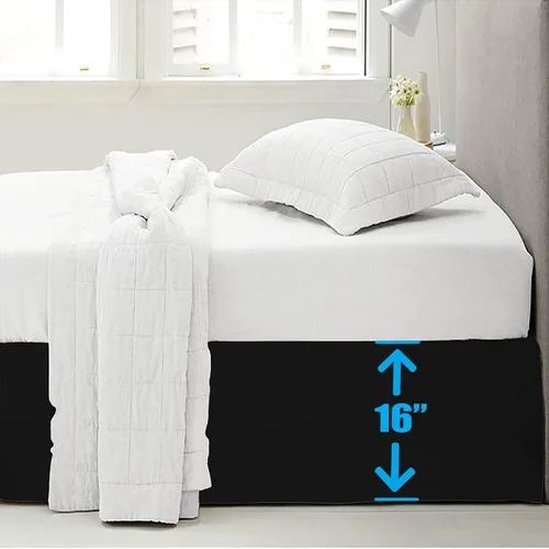 Vista 7 de LUX Décor Falda de Cama King de 16 Pulgadas de Caída - Falda de Cama Plisada de Microfibra Cepillada - Fácil Ajuste, Resistente a Arrugas y Negro