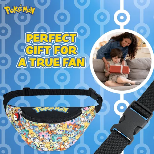 Vista 3 de Pokemon Riñonera para niños y niñas, ligera, ajustable, riñonera, bolsa de viaje para viajes, deportes, escuela, regalos de Pokemon para niños