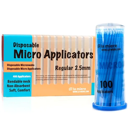 Vista 14 de LA MIERE 400 piezas de cepillos dentales con micro aplicadores finos, microhisopos cilíndricos desechables de 1mm, negros