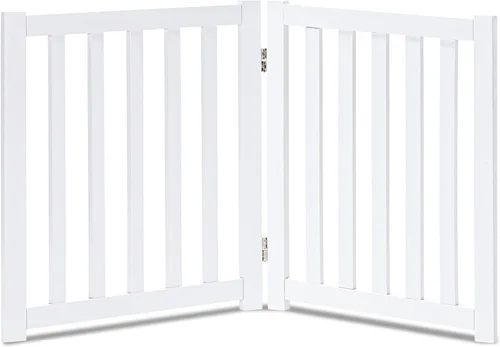 Vista 21 de LZRS Puerta para perros de madera independiente plegable de 2 paneles para interiores – Madera dura sólida de 24" de alto, puerta de seguridad