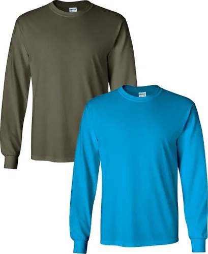 Vista 33 de Gildan Camiseta de manga larga de algodón ultra para adulto, estilo G2400, paquete múltiple Militar + ceniza.