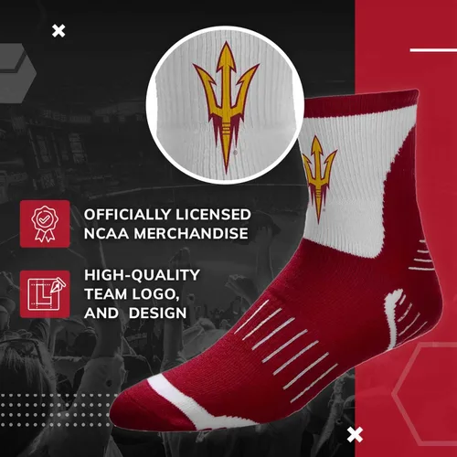 Vista 5 de For Bare Feet Adult NCAA Surge Quarter Length Crew Socks - All Weather Performance - Men & Women - Enhance Your Team Footwear