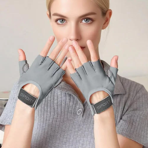 Vista 9 de Guantes de entrenamiento para gimnasio Guantes de levantamiento de pesas Guantes de ciclismo de dedo corto Guantes deportivos para hombres y mujeres