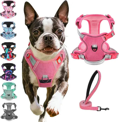 Vista 17 de BEAUTYZOO Arnés para perro sin tirones pequeño, juego de arnés y correa ajustable para perro - Fácil de usar con 3 hebillas/mango de control, arnés