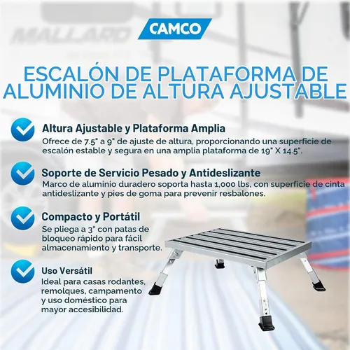 Vista 3 de Camco Taburete de altura ajustable para RV (43676)
