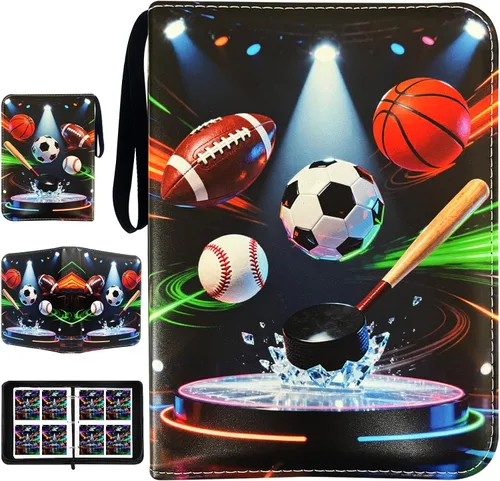 Vista 10 de Carpeta de tarjetas de baloncesto con mangas, 400 bolsillos, protectores de tarjetas intercambiables, funda organizadora de almacenamiento