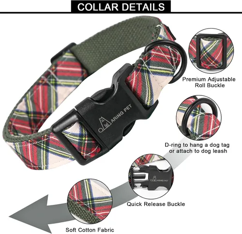 Vista 67 de Aring Pet Collar de algodón, ligero y ajustable, con hebilla de liberación rápida, para perros pequeños, medianos y grandes, para cachorros, S, Hoja