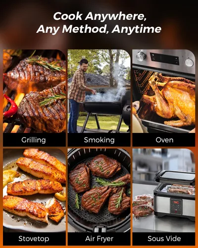 Vista 7 de [Usado] 2025 AI Termómetro de Carne Inalámbrico, Termómetro de Carne Inteligente Bluetooth Digital, ±0.5°F de Alta Precisión, Sonda de Temperatura